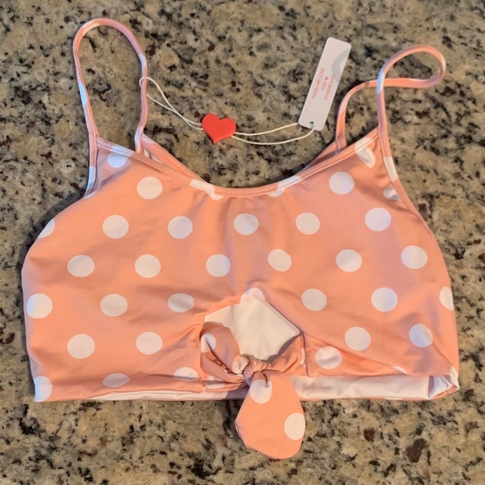 NWT Lolli Swim Peach Polka Dot Bikini Tie Top